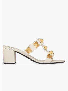 Valentino Garavani Roman Stud Sandals White Gold Women’s 36.5